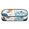 Pencil Case Casual Durable 300D Polyester Secure Zipper with Mesh Divider Pen Holders and Spacious Main Compartment for Students