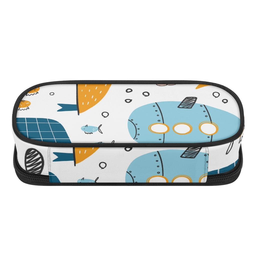 Pencil Case Casual Durable 300D Polyester Secure Zipper with Mesh Divider Pen Holders and Spacious Main Compartment for Students