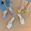 Fashion Pleated Butterfly-Knot Slippers Women High Heeled Sandals Kitten Catwalk Shoes Lady Wedges Sandale Beach Slides Femme Flip Flops