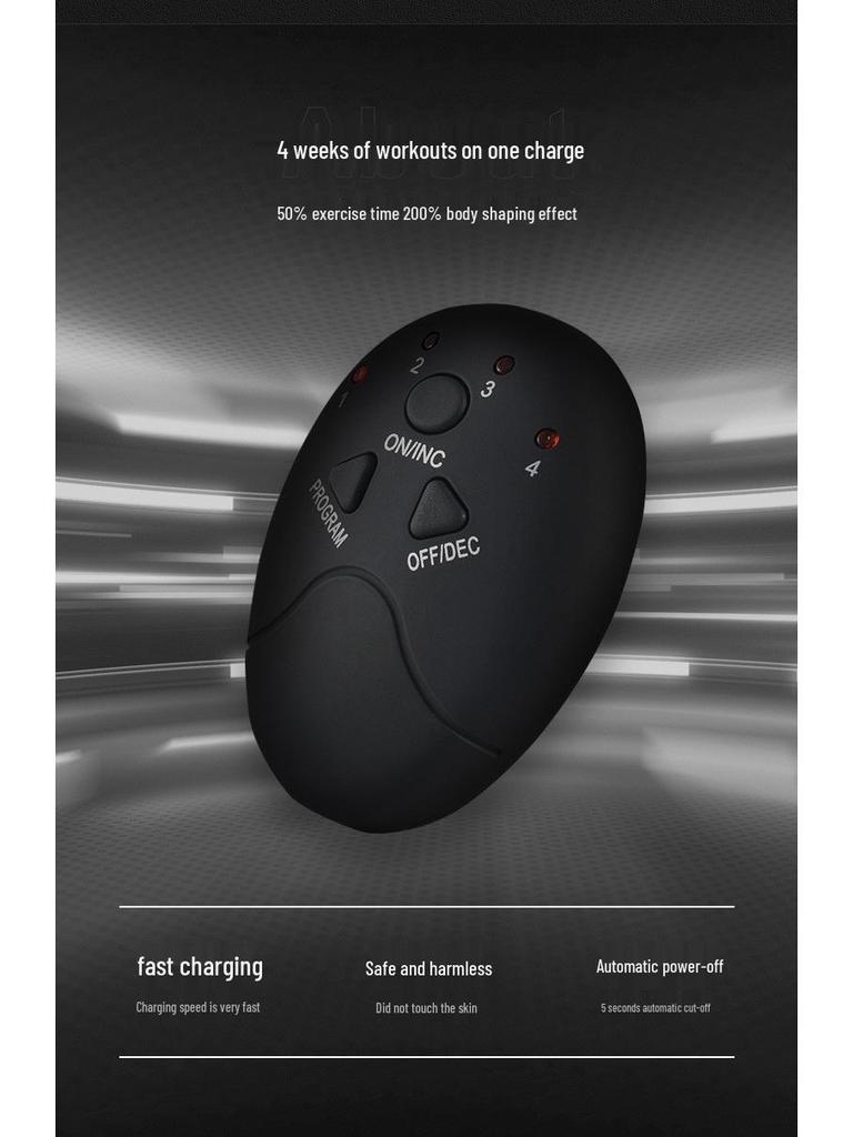 Перезаряжаемый EMS стимулятор мышц пресса с цифровым дисплеем - Умный фитнес-патч для пресса и похудения