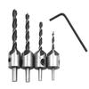 4pc Three Pointed Woodworking Counterbore Drill 3-6mm Reaming Drill Screw Chamfering Drill Bit Hole Opener Tool Set
