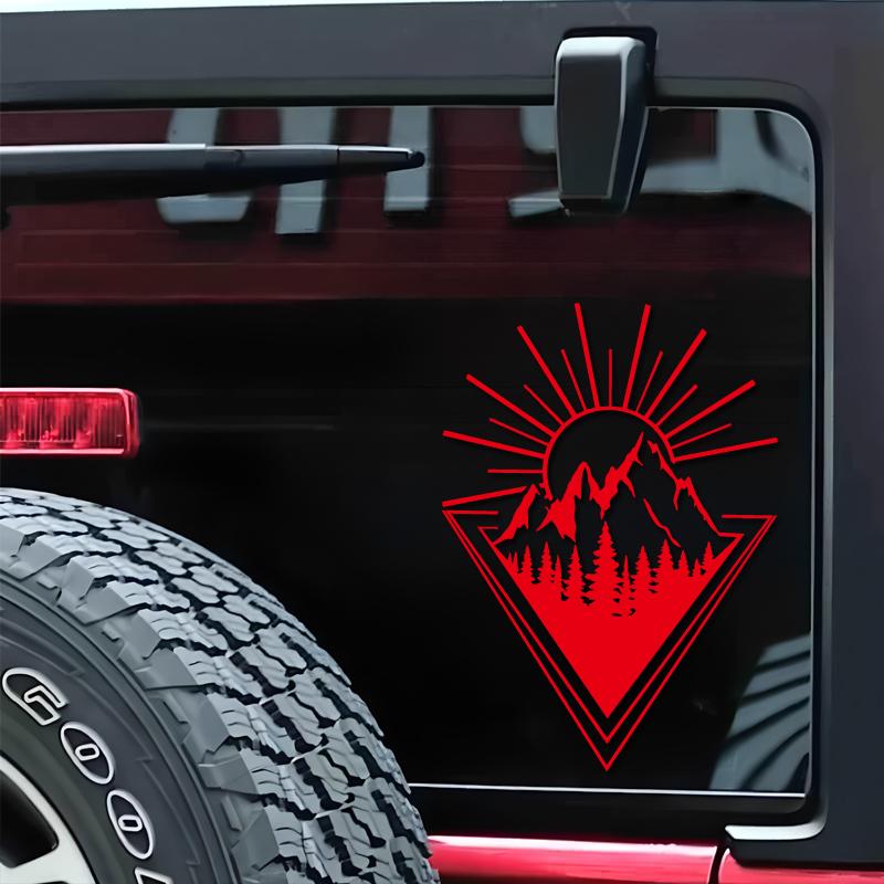 Mountain Geometry Jungle Mountains Sun Creative&funny Stickers for Cartoon Fans&lover,high Quality for Car Trucks Motorcycles
