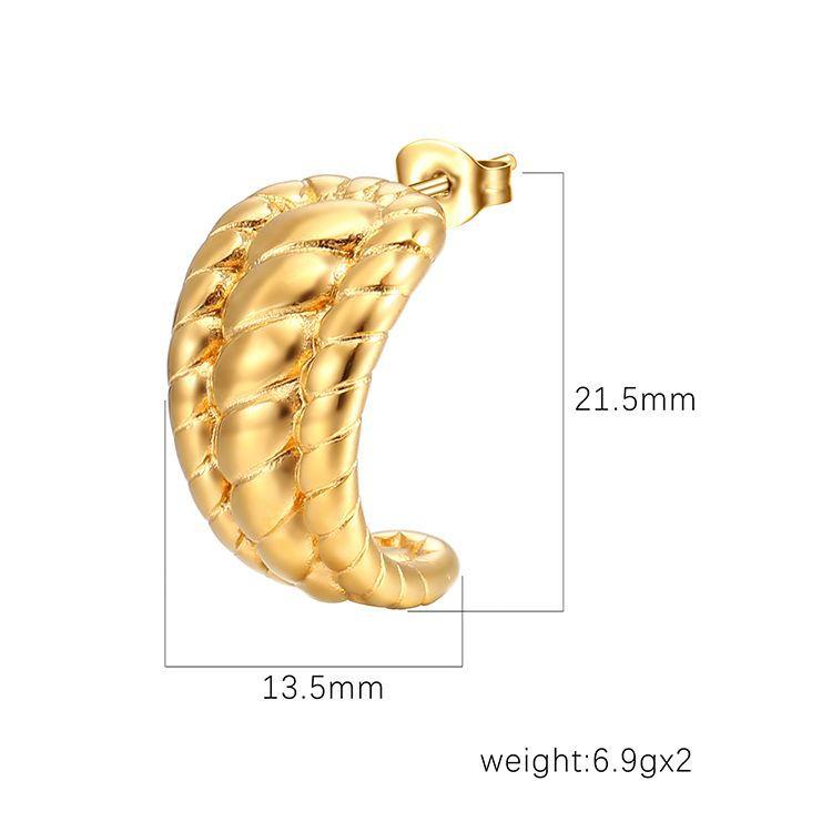 Wind 18k Gold Stainless Steel Titanium Steel Multi-layer Winding Double Strand Braided Twist C-Shaped Stud Earrings Earrings