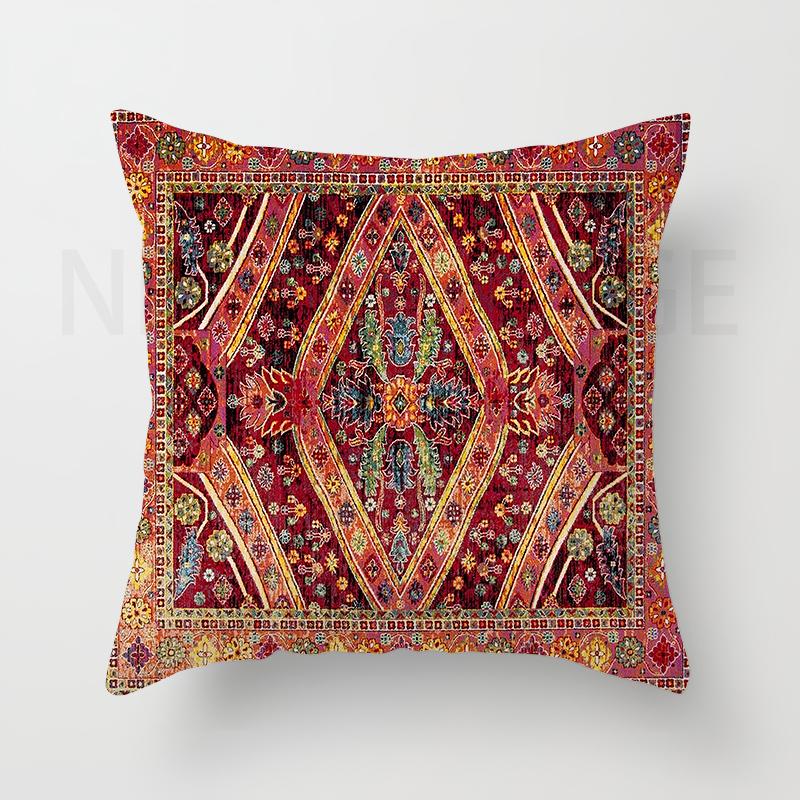 Red Moroccan Ethnic Short Plush Pillowcase Living Room Bedroom Sofa Cushion Cover Home Decor 40x40 45x45 50x50 60x60