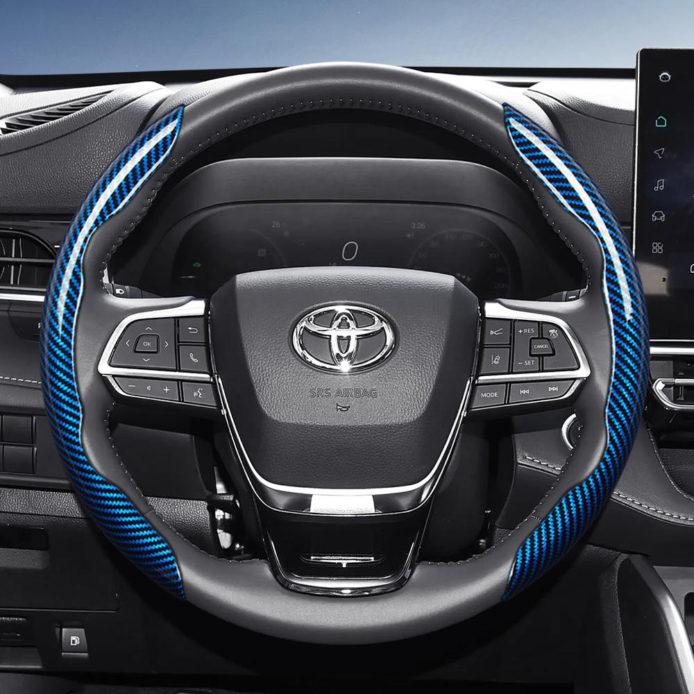 Suitable for Toyota Carbon Fiber Texture Steering Wheel Cover with Segmented Quick-Release Design, Durable, for Rav4 Hilux Camry, Yaris Corolla Cross