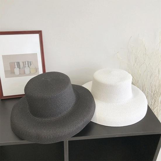 Женская летняя шляпа от солнца с плоским верхом и большими полями, солнцезащитная шляпа, однотонная легкая соломенная шляпа, пляжная шляпа для отдыха