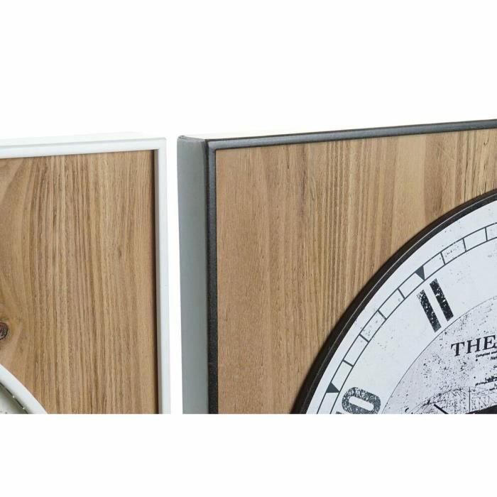 Horloge murale noir blanc fer vintage 60 x 4,5 x 60 cm bois mdf mappemonde (2 unités)