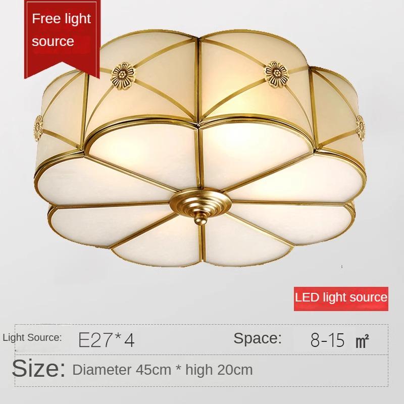 Все медные потолочные светильники для спальни, светильники для кабинета, простые современные круглые светильники для главной спальни, комнатные светильники