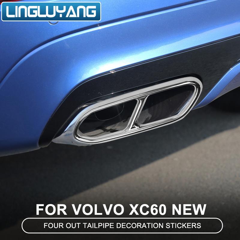 Car-styling 2018 for Volvo xc60 tail throat decorative box xc60 four stainless steel exhaust pipe trim cover