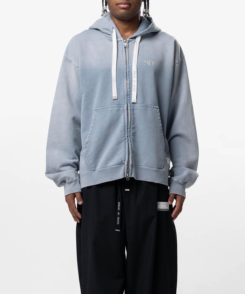 Sound Of Sunrise Sun Faded Like Zip-Up Hoodie Light Blue