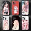 Чехол для телефона Zero Two 02 Кавайный Милый Мягкий для iPhone 16 16E 17 Air 15 Pro Max 14 Plus 13 Mini 11 12 7 Черный Чехол Задняя Панель