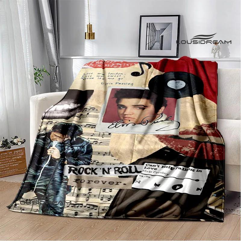 E-Elvis-Presley Retro print blanket blankets for beds Picnic blankets Flange blanket Soft and comfortable blanket birthday gift