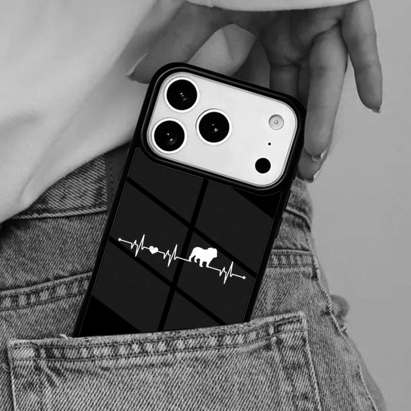 English Bulldog heartbeat TPU Phone Case for iPhone 16e 15 14 13 12 17 Pro Max Plus Air 17pro Cover Coque