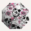 Cherry Blossom Skulls: Unique Floral & Skeleton Art DesignUmbrella, Portable 3-Fold Umbrella for Men & Women,Christmas Gift ES290