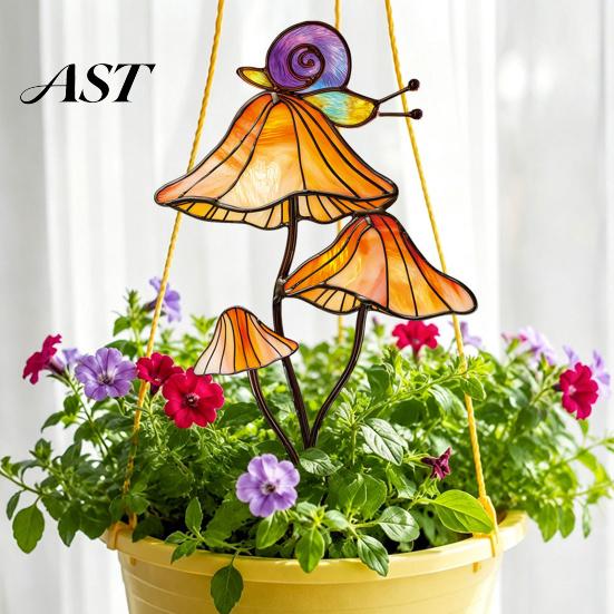 Decorative Planter Insert Colorful Stake, Double-Sided, Flower Pot Decor Metal Plant Inserts Insect Animal Stake for Pots Bed Decoration Balcony
