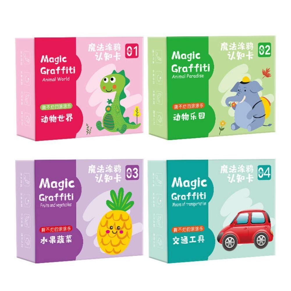 Various Theme Magic Water Drawing Cards Cartoon Pattern Reusable Coloring Card  0-6 Year Old