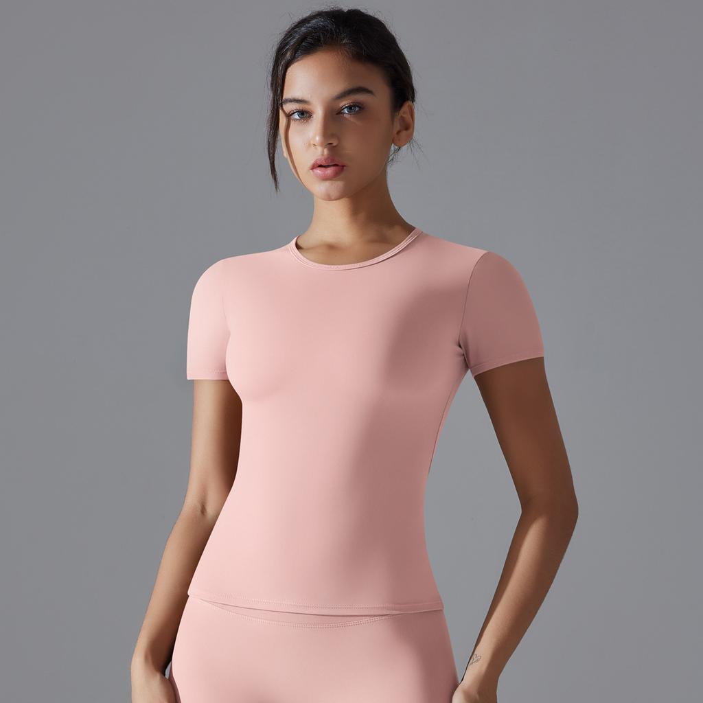 Двусторонняя начесаная высокоэластичная обтягивающая дышащая одежда для йоги с коротким рукавом спортивная одежда для бега фитнеса йога футболка
