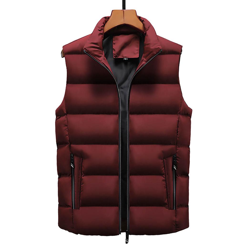 Men Winter Fashion Stand Collar Color Waistcoat Vest Jacket Top Coat