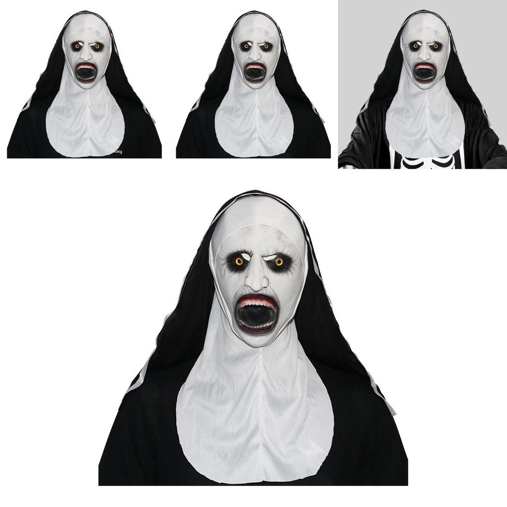 Страшная латексная маска монахини на Хэллоуин, жуткая и устрашающая, вдохновленная фильмами ужасов
