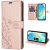 Case for Samsung Galaxy A16 4G/5G - BOOLING - Anti-Scratch Leather Effect Pink Plant Butterfly Pattern