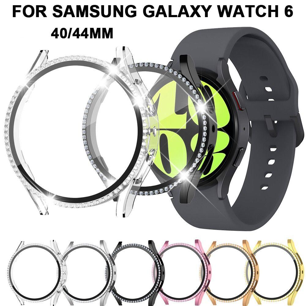 ПК + закаленный алмазный бампер, защитная пленка для экрана для Samsung Galaxy Watch 6, 40 мм, 44 мм, умные часы