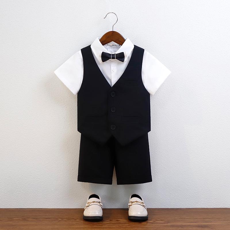 Boy's British Summer Tuxedo Vest Set for Events