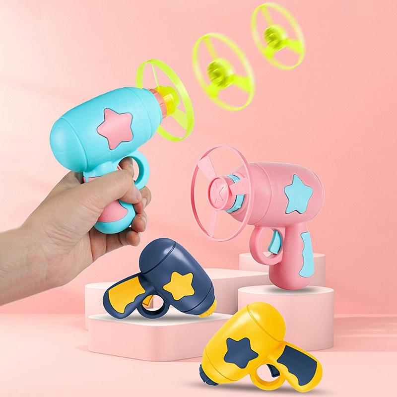 Cat Toy Launch Gun Flying Saucer Rotating Gyro Launcher Cats Chasing Plaything Training Kitten Interactive Toys Pet Supplies