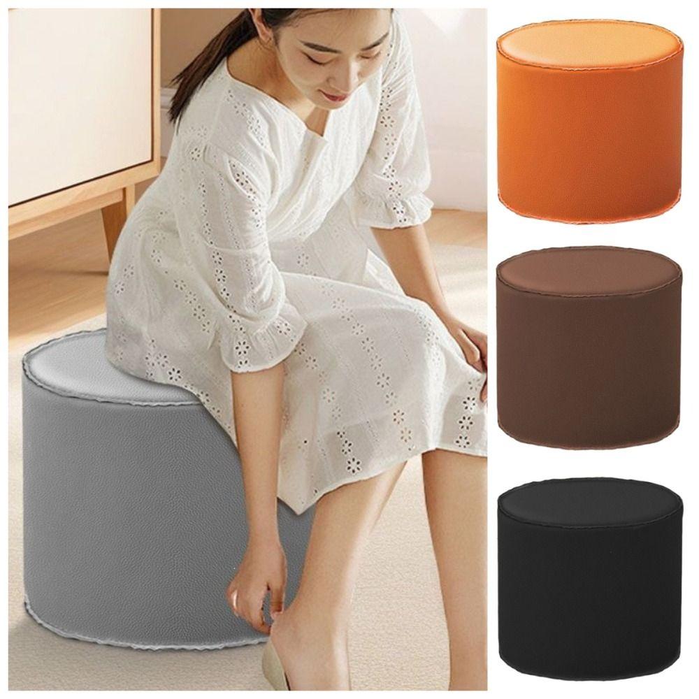 Waterproof Storage Stool Non-Slip Leather Pouf Multi-functional Sofa Stool Cover Clothes Storage
