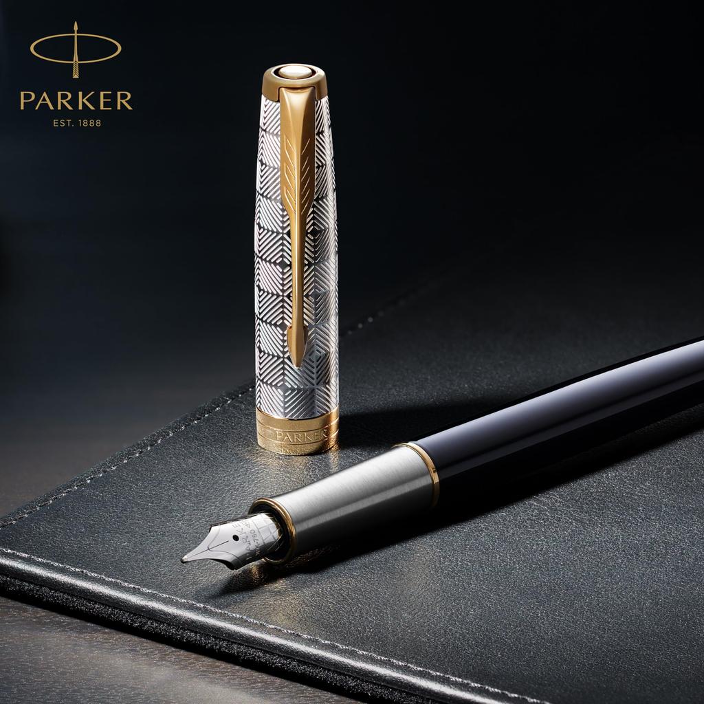 Шариковая ручка PARKER Sonnet Premium Metal Black GT со средним наконечником в подарочной коробке, оригинальный импортный продукт 2119787 и на масляной основе