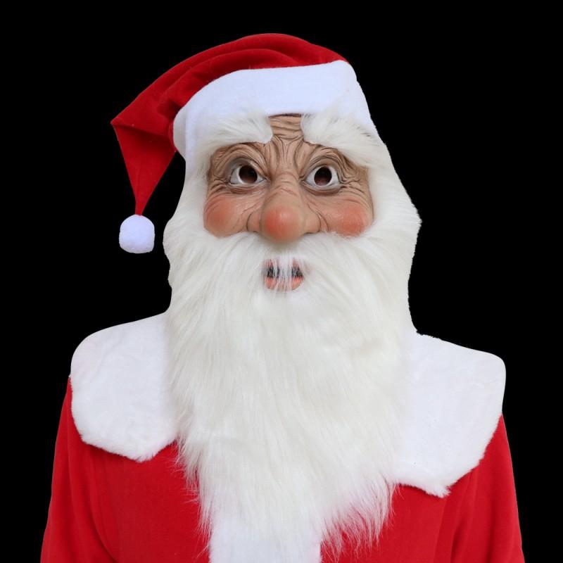 Santa Claus Mask Latex Costume Halloween Christmas Party Kids Performance