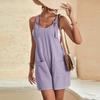 Женские летние комбинезоны, короткие брюки, однотонные модные повседневные цельные брюки