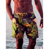 Tropical Plant Leaf 3D Men's Graphic Shorts  Flamingo Print Hawaiian Beach Trunks Ice Short Pants
