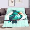 Colorful Geometric Bird Illustration Patterned flannel blanket perfect for the bedroom living room, sofa, or a little nap