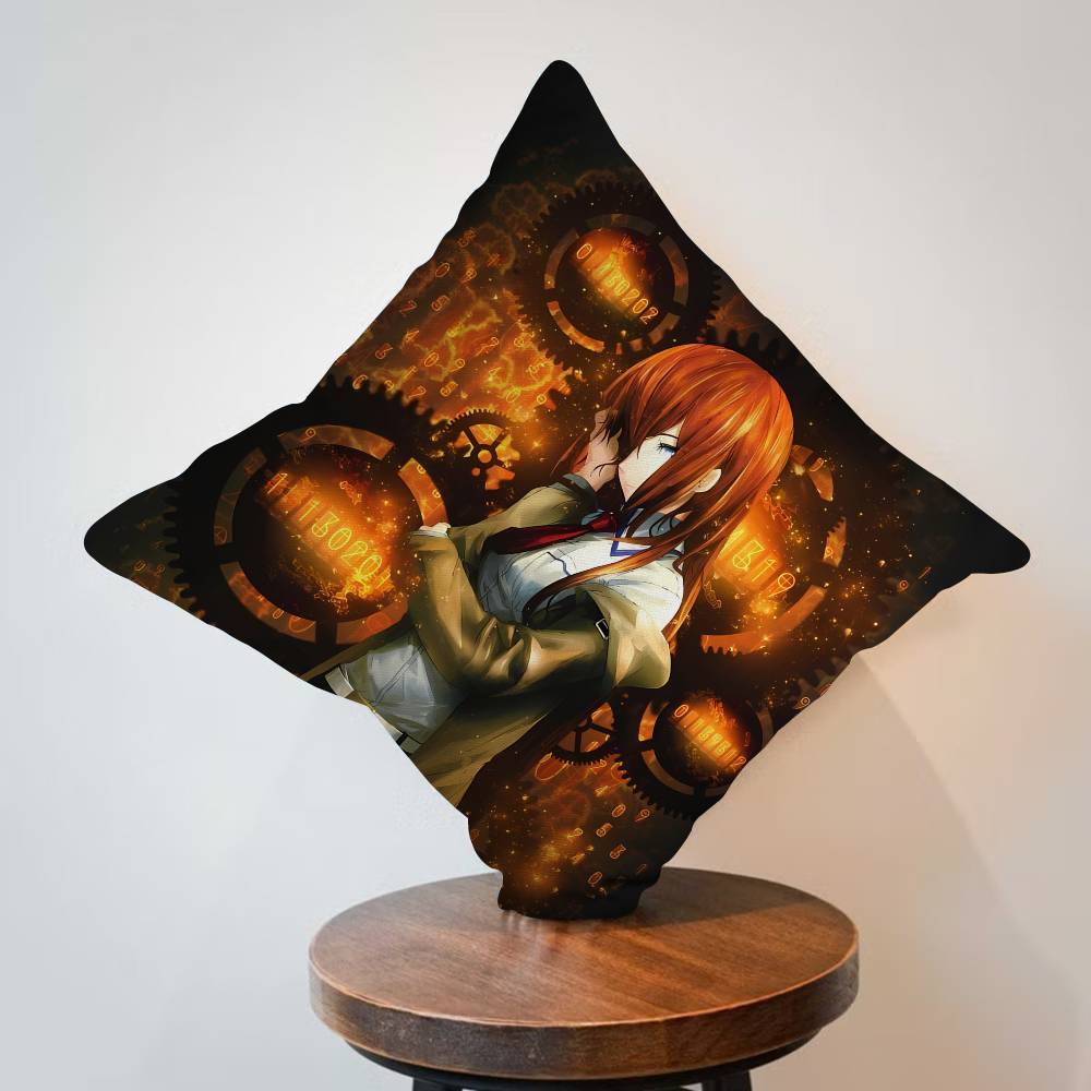 Anime Steins Gate Pillow Gift Home Office Decoration Bedroom Sofa Car Cushion Cover case x