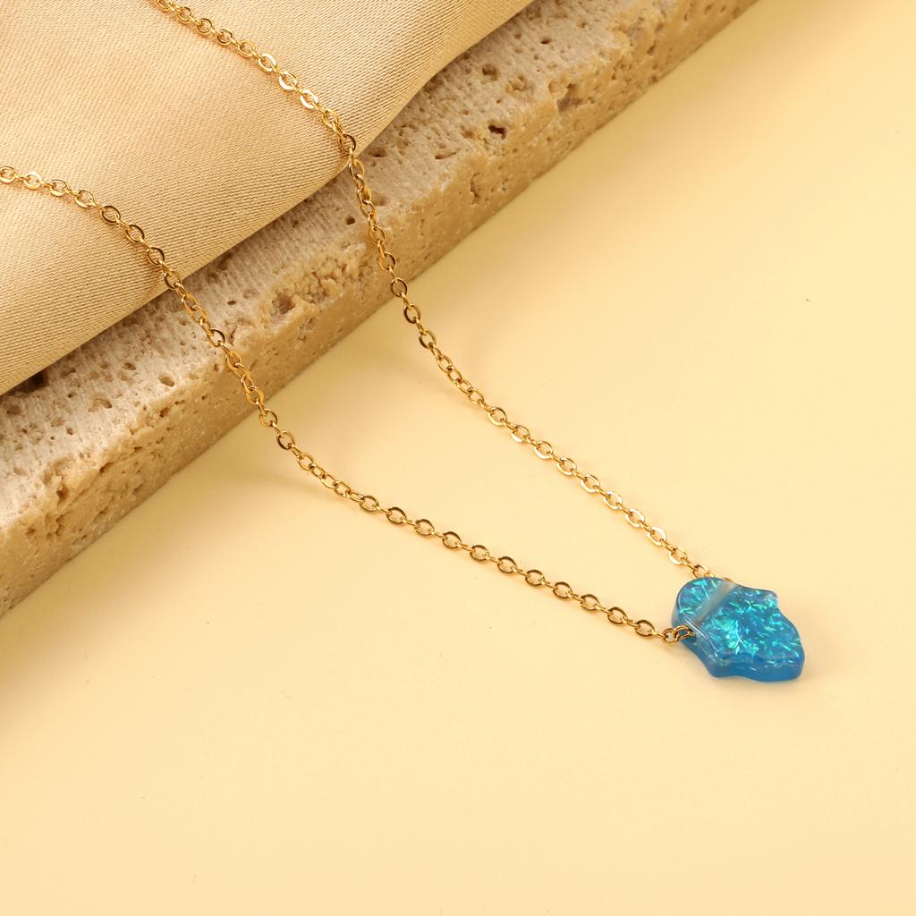 Opal Hamsa Hand Necklace Je Jewelry for Women Gold Color Stainless Steel Choker Chain Pendant Jewelry Wholesale