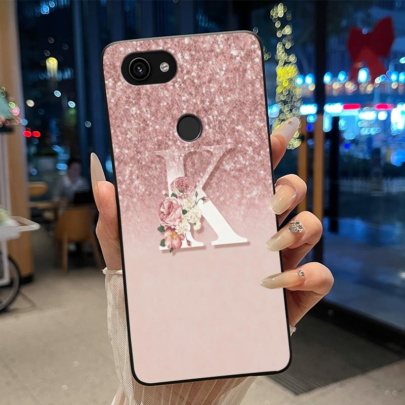 Shiny Starry Sky A-Z Letter Phone Case For Google Pixel 3a Soft Silicone Black Case For Google Pixel 3a XL Anti-scratch Casing