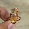 Citrine Rough Ring Electroformed Copper Ring Handmade Rings Citrine Copper Jewelry Adjustable Gemstone Ring Electroformed Jewelry For Gifts