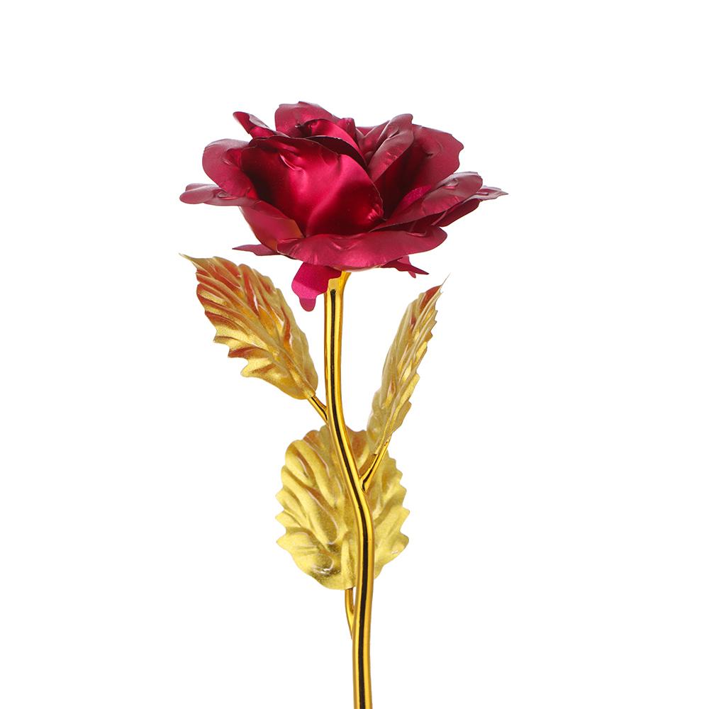 Домашний декор, свадьба, подарок на день святого валентина, окунутая в длинный стебель, ручная работа, 24-каратная золотая фольга, роза