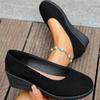 Large Size Women's Shoes Spring and Autumn New Shallow Mouth Comfortable Suede Soft Sole Wedge Heel Round Head Single Shoes