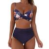 Summer New Women's Two-piece Bikini Set, Sexy Gathering Design, Random Floral Print Beachwear