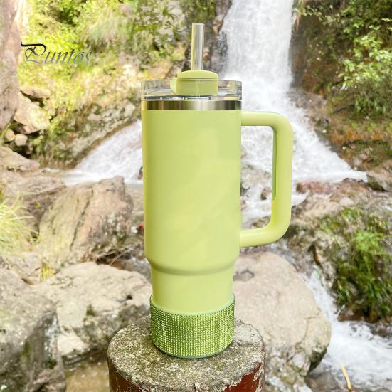 Силиконовый чехол со стразами для стакана 40 унций, блестящий чехол для бутылки с водой, нижний рукав, противоскользящий, игристый, аксессуары для стакана