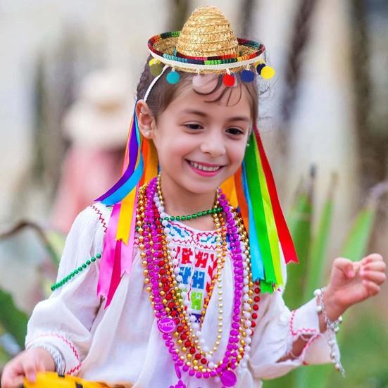 6 шт., повязка на голову сомбреро на Хэллоуин, мексиканские вечерние шапки с плюшевыми помпонами, праздничные фиесты, реквизит для косплея