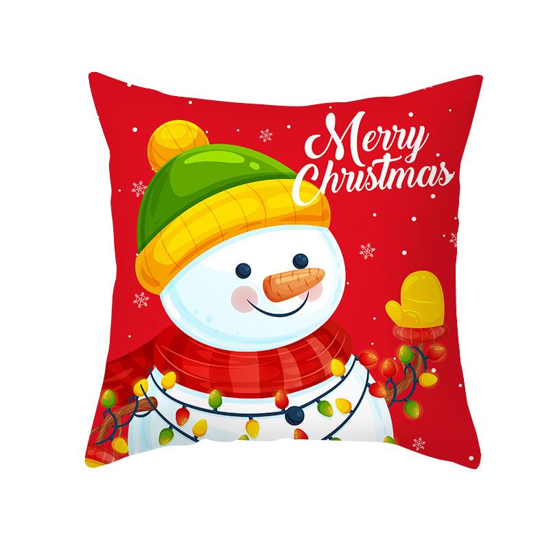 Red And Green Christmas Pattern Throw Pillow Cover With Short Plush Print For Living Room Sofa Decoration Cushion Cover