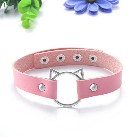 Flongo collar human choker ladies leather soft accessory cute Harajuku style princess cosplay fashion small items adjustable popular Valentines Day