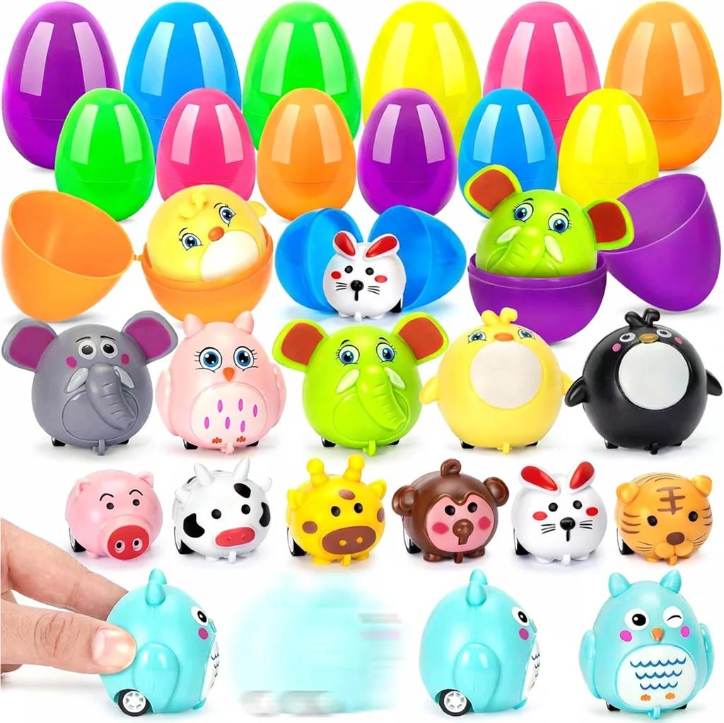 12 Pack Prefilled Easter Eggs With , 2.5Inch Plastic Easter Eggs Filled Toys For Easter Hunts, Basket Stuffers, Easter Party Gifts