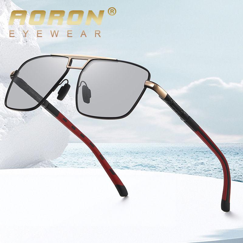 aoron Металлические фотохромные поляризационные солнцезащитные очки для мужчин и женщин, спортивные очки для вождения и рыбалки