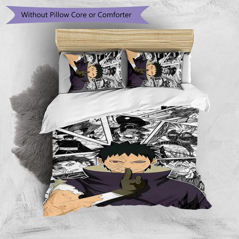Naruto Pattern Printed 3PCS Bedding Set, Soft Skin-Friendly Washable Duvet Cover & Pillowcases Set