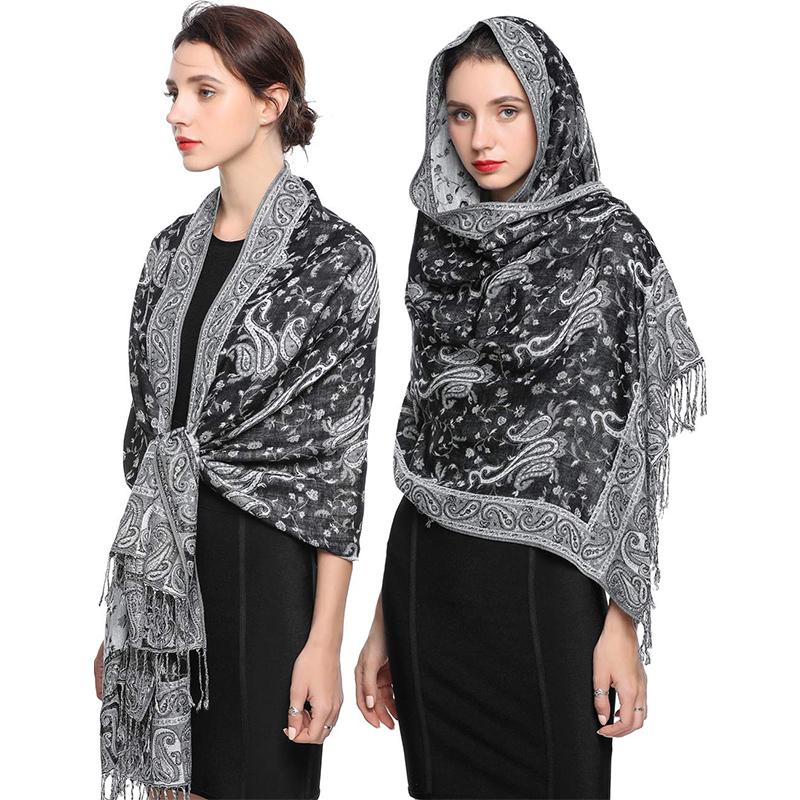 Luxury Brand Autumn Cashmere Jersey Shawl Womens Scarf Warm Winter Scarf Design Printed Womens Muslim Cotton Shawl Scarf