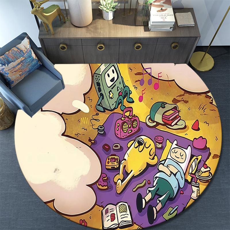 Круглый ковер Adventure Time, Ковер для гостиной, спальни, дивана, игровой комнаты, Декор, Нескользящий коврик для пола