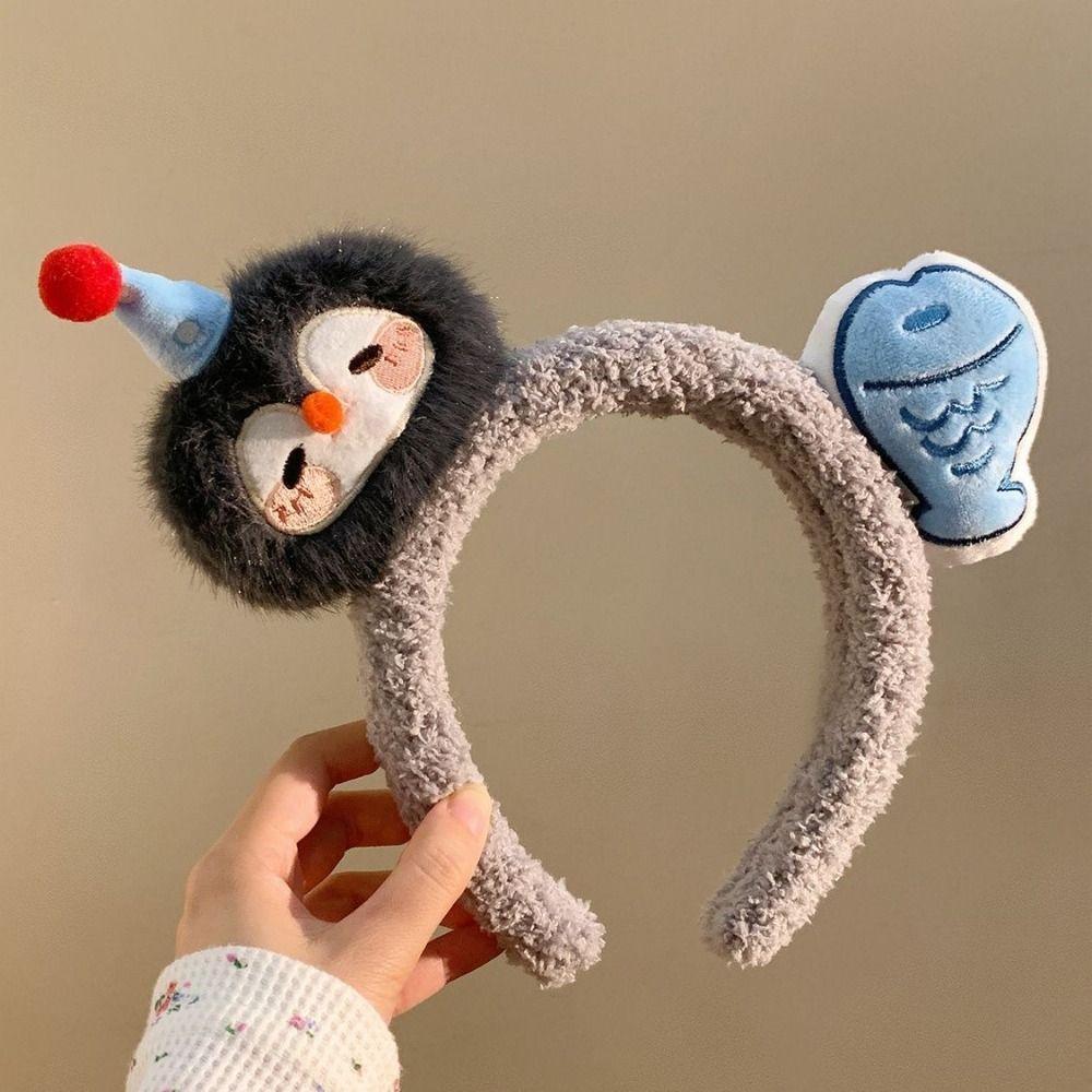 New Cartoon Penguin Fish Headband Wide Brim Washing Face Hairpin Funny Headband Girl Hair Accessories